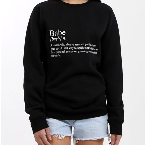 Brunette The Label Sweaters - Brunette The Label Babe Definition Crewneck Sweatshirt Size L/XL